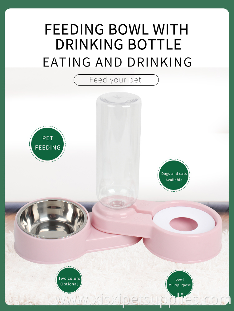 Factory Wholesale Automatic Pet Water Dispenser Slant Double Cat Dog Water Food Bowl